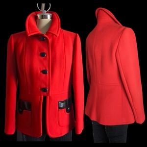 Cecchi Marianna Luxury Wool Jacket Very Elegant with Leather Detail At Pockets M